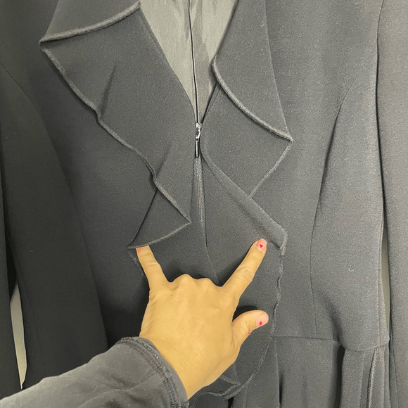 Vintage 00s Y2K MOSCHINO CHEAP AND CHIC Ruffle Blazer Black Italy WOMENS S M - Picture 4 of 10